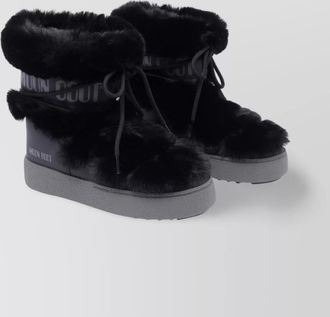 Moon Boot fur trim round toe booties