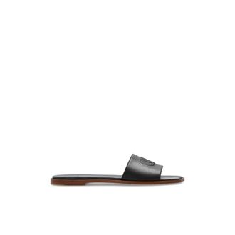 Chloé Schoenen, Dames, Zwart, 38 1/2 EU, Leer, Bloem teenslippers