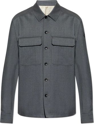 Moncler Overhemden, Heren, Grijs, S, Wol, Wollen overhemd