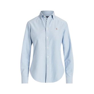 Polo Ralph Lauren Oxford Katoenen Overhemd Klassiek Logo Geborduurd - Dames - Overhemden - Blauw - M - Katoen - Overhemden