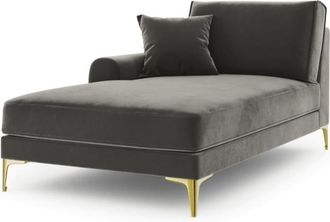 BLOOMINGLOFT Chaiselongue Madara mit Samtbezug - Grau