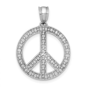 Diamond2Deal 14k White Peace Symbol Pendant