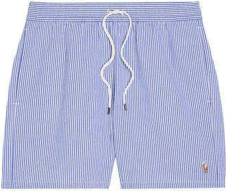 Polo Ralph Lauren Traveller Striped Seersucker Swim Shorts - Blue - XL