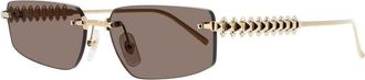 Cartier Unisex Gold Tone Rectangular Sunglasses CT0544S002