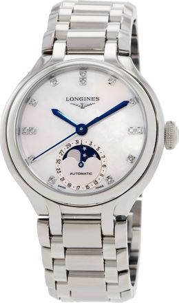 Longines Primaluna Automatic Moon Phase Diamond Ladies Watch L8.126.4.87.6