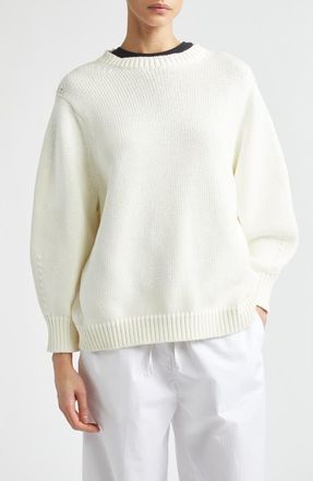 Toteme Oversize Organic Cotton Sweater in Macadamia at Nordstrom, Size X-Small