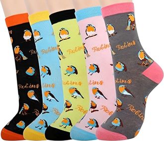 Generic Robin Socks. 5 Pairs of Bird Socks. UK Adult Size 4-7. Robin Gift
