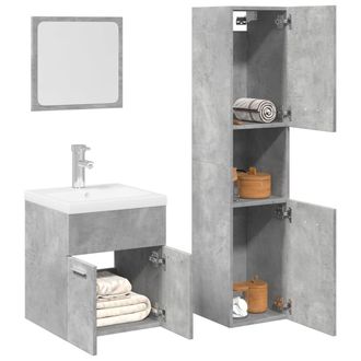 Berkfield Home 3 Piece Bathroom Furniture Set Concrete Grey Engineered Wood