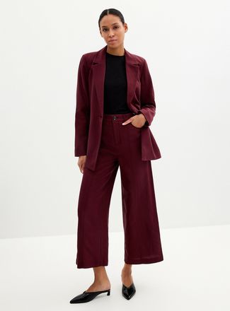 Contemporaine Womens Lyocell-linen cropped pant Fit: Wide leg, high rise