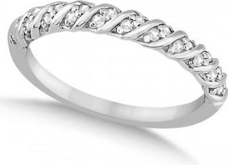 Allurez Diamond Rope Wedding Band in 14k White Gold (0.17ct)