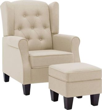 vidaXL Vidaxl - Sillón con reposapiés de tela crema
