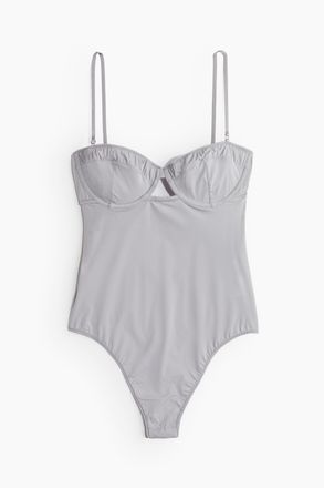 H&M Unwattierter Mikrofaser-Body - Hellgrau