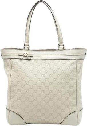 Gucci Pre-owned Tote Bags, female, Beige, Size: ONE SIZE Pre-owned Vintage Leather Tote