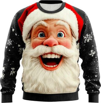 Generic Christmas Jumpers for Men Funny 3D SantaClaus Print Patterns Sweatshirt Pullover Xmas Party Sweaters Long Sleeve Jumper Christmas suits for Men Ugly X