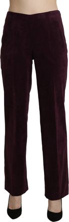Bencivenga Purple Suede High Waist Straight Trouser Womens Pants