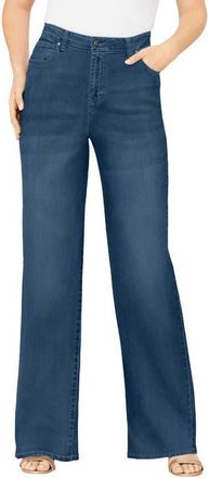 Roaman's Plus Size 24/7 Stretch Wide Leg Jean in Medium Stonewash at Nordstrom, Size 18
