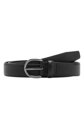 Mango Pebble Leather Belt in Black at Nordstrom, Size Medium