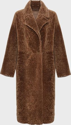 Gorski Reversible Textured Lamb Shearling Long Coat