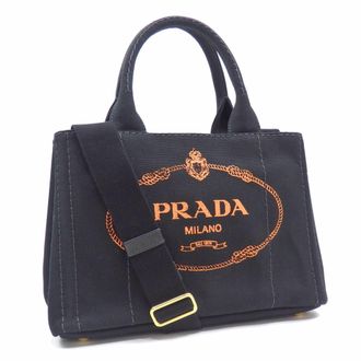Prada Black Orange Canvas Tote Bag (Pre-Owned)
