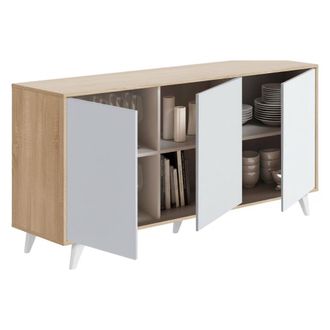 Dmora Aparador Weddell, Buf&eacute; De Sal&oacute;n, Aparador De Sal&oacute;n, Despensa De Cocina, 154x40h72 Cm, Roble Y Blanco - Dmora