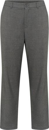 Kaffe Curve Donkergrijze Melange Straight Broek - Dames - Straight fit broeken - Grijs - 5XL - Polyester - Broeken