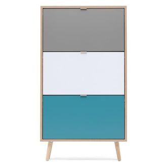 Les Tendances Les Tendances - Mueble Para Zapatos Cuba Para 18 Pares - Decor En Roble Sonoma Y Gris Claro - L 70 X P 24 X H 127 Cm