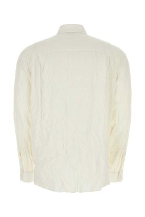 Dolce & Gabbana Mens Ivory Stretch Silk Shirt Bianconaturale Exterior: Elastane Camicie