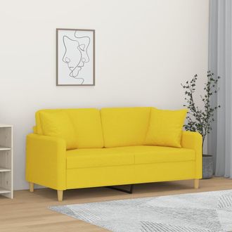 vidaXL Sof&aacute; De 2 Plazas Con Cojines Tela Amarillo Claro 140 Cm Vidaxl
