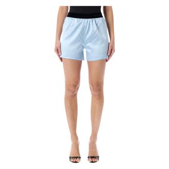 Tom Ford Korte Broeken, Dames, Blauw, S, Satijn, Stretch Silk Satin PJ Shorts
