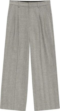 Anine Bing Visgraat Dart Details Mid-Rise Broek - Dames - Wijde Broeken - Grijs - 5XL - Broeken