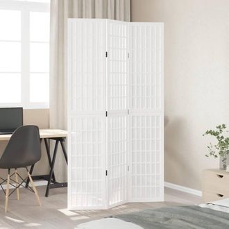 Berkfield Home Room Divider 3 Panels White Solid Wood Paulownia