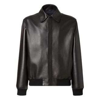 Fendi Pointed-collar Leather Jacket