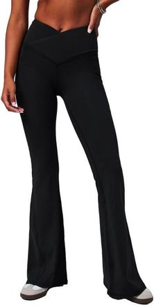 Fabletics Womens Oasis PureLuxe High-Waisted Crossover Flare in Black at Nordstrom, Size Xx-Large