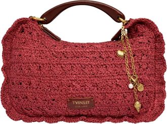 Twinset Handbags, female, Pink, Size: ONE SIZE Woven Crochet Handbag