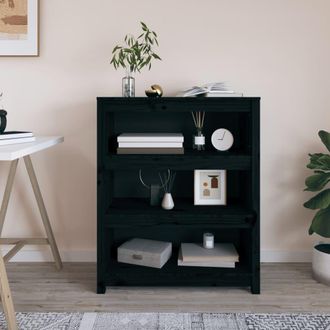 Berkfield Home Book Cabinet Black 80x35x97 cm Solid Wood Pine | Size: 80 x 35 x 97 cm