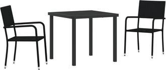 vidaXL Garden Dining Set 3 pcs Black Poly rattan Vidaxl
