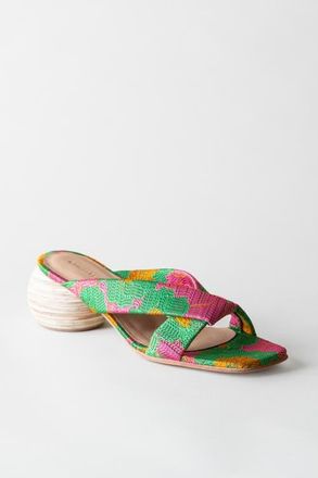 Huma Blanco Kira Woven Textile Slide Sandal in Floral at Nordstrom, Size 39