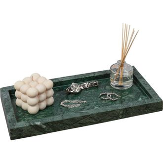 Happimess Luxe Stone Classic Minimalist Rectangular Marble Bathroom Countertop Tray in Green Marble at Nordstrom