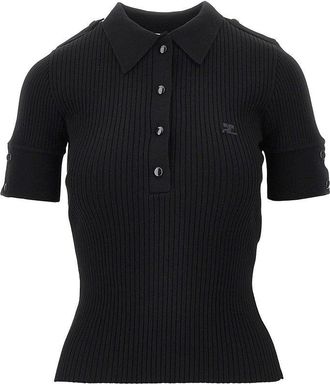 Courr&egrave;ges Ribbed knit polo shirt Woman S