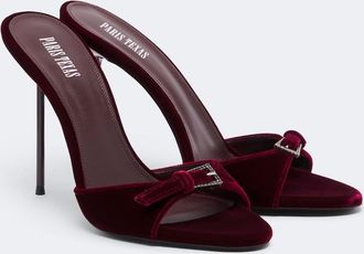 PARIS TEXAS Mules Lidia Buckle de terciopelo adornados