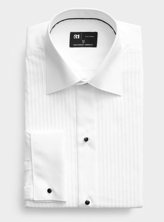 Le 31 Mens Jacquard striped bib tuxedo shirt Comfort fit