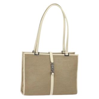 Gucci Pre-owned Tote Bags, female, Beige, Size: ONE SIZE Pre-owned Vintage Canvas Tote Bag