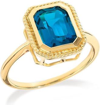 Tiramisu 14K Over Silver 2.93 Ct. Tw. London Blue Topaz Solitaire Ring