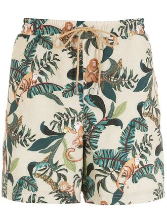 Lygia & Nanny Gil monkey-print swimming shorts - Neutrals