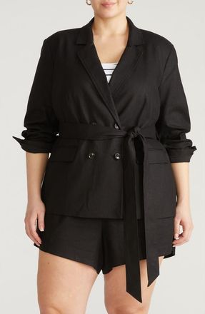 Universal Standard Henning Belted Blazer in Black at Nordstrom, Size Xxx-Large