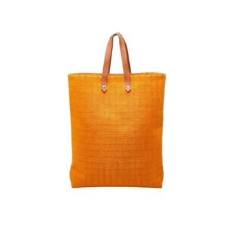 Herm&egrave;s Orange Wool Cotton Handbag Tote Bag (Pre-Owned)