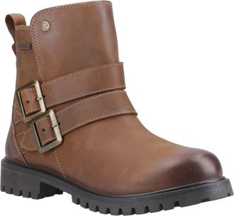 Hunter Ness Leather WoMens Dark Tan Boots - Beige - Size UK 6