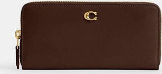 Coach Womens Essential Slim Accordion Zip Wallet in Brown | Leather