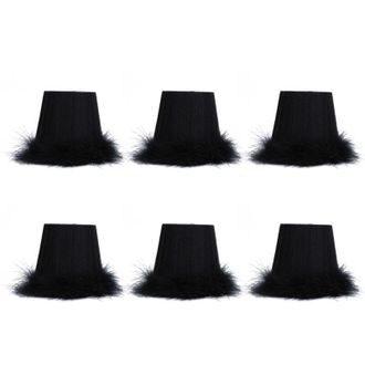 OEM 6 Pantallas De Tela Con Ribete De Plumas Para L&aacute;mparas De Ara&ntilde;a, Accesorios De Decoraci&oacute;n De Iluminaci&oacute;n -crezuo