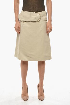 Burberry Gonna Midi a Portafoglio con Maxi Cintura Burberry